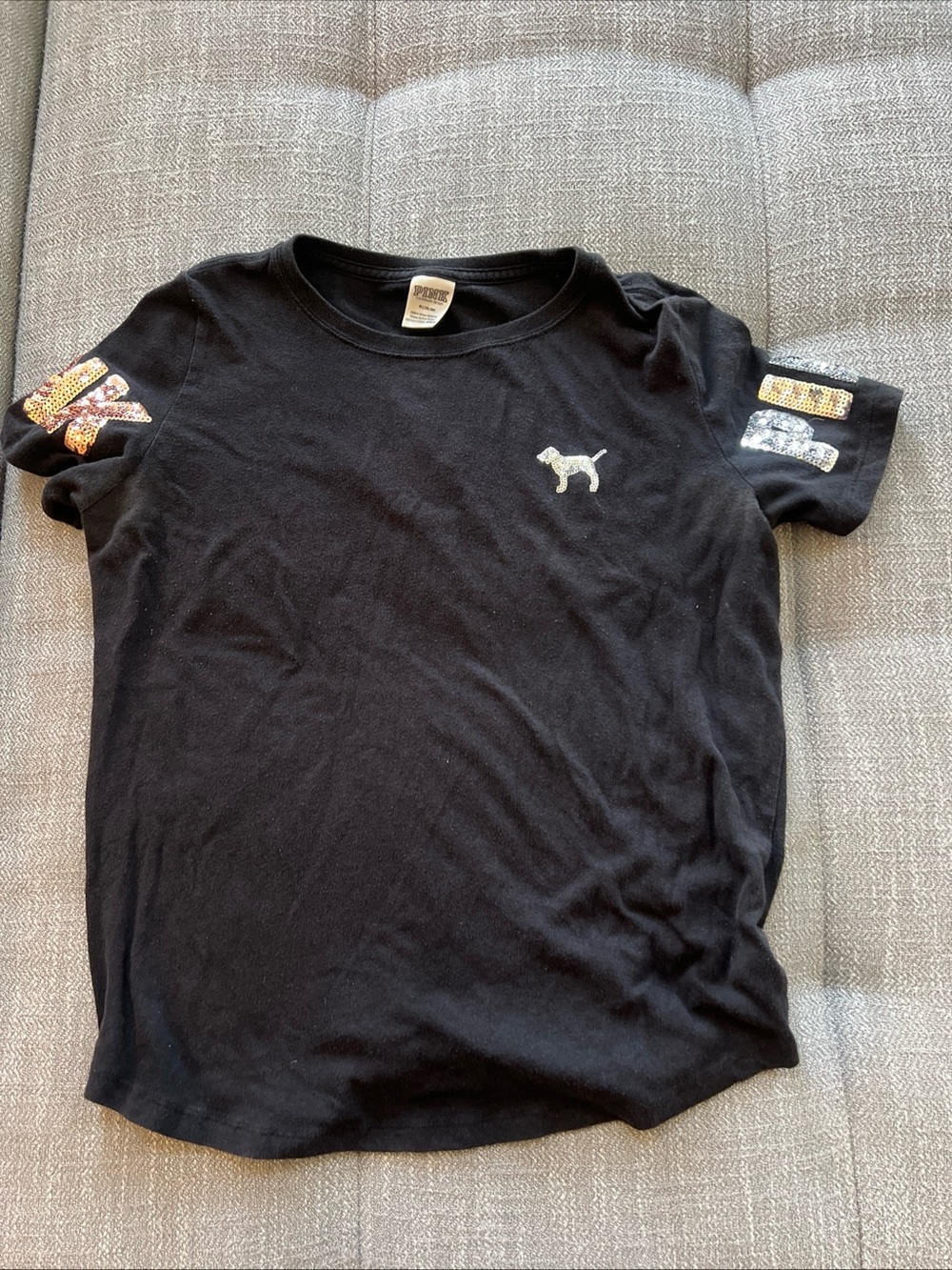 Victoria's Secret PINK Bling Sequin Campus Tee Size Medium